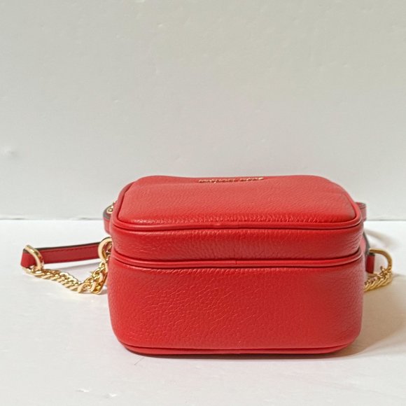 Michael Kors Jet Set Travel North South Flight Chain Crossbody Bag Bright Red - Picture 6 of 13